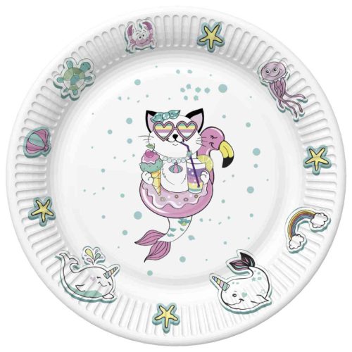 Állatos Cat Vibes papírtányér 8 db-os 18 cm