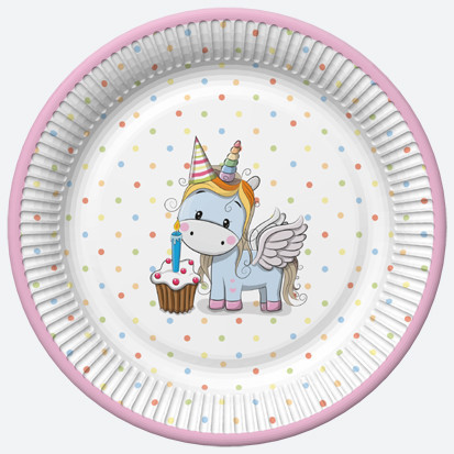 Unikornis Sweet papírtányér 8 db-os 22,7 cm